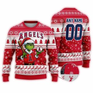 Personalized Los Angeles Angels Grinch Ugly Christmas Sweater