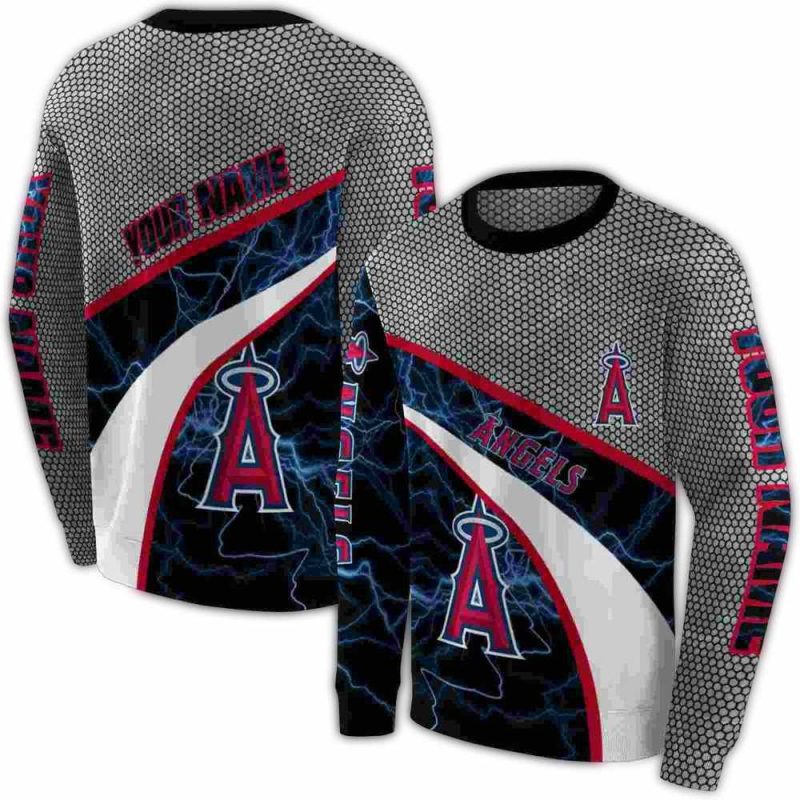 Personalized Los Angeles Angels Hexagonal Mesh AOP Sweatshirt 1