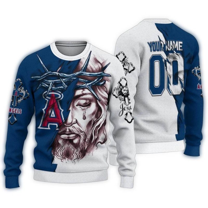 Personalized Los Angeles Angels Jesus Tears Ugly Sweater 1