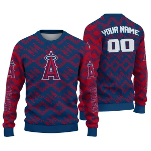 Personalized Los Angeles Angels Ugly Sweater With Lattice Design
