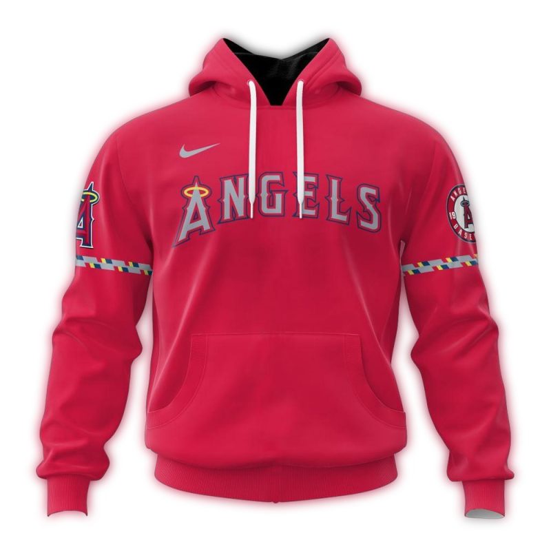 Personalized Los Angeles Angels Logo Alternate Concept Red AOP Hoodie 1