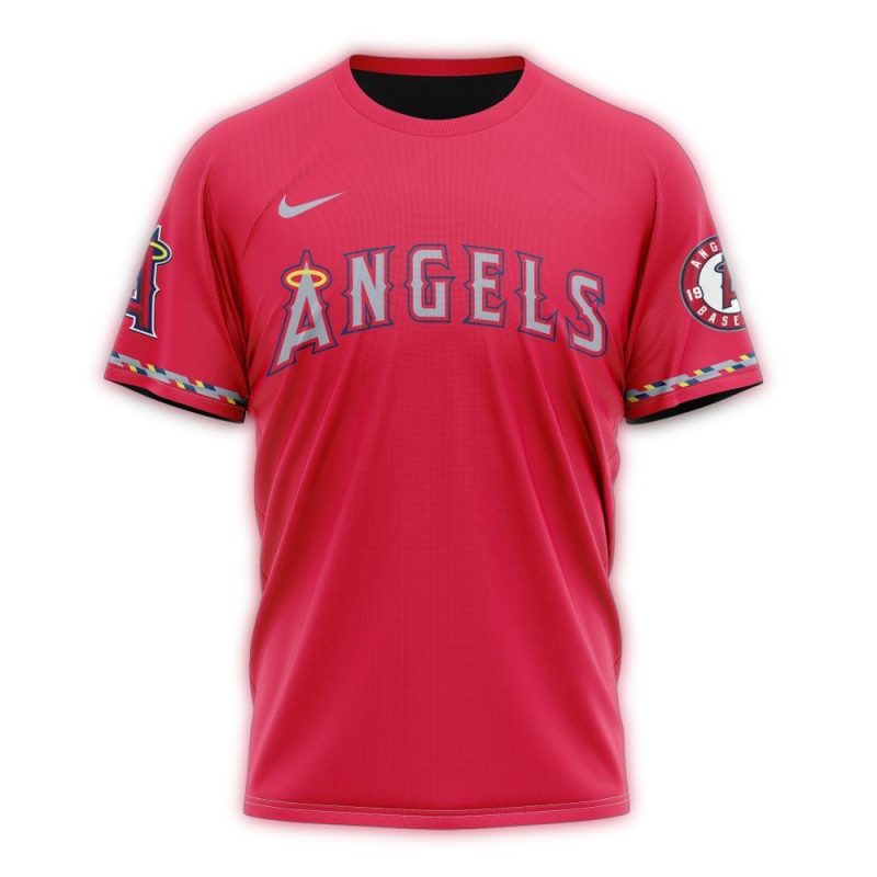 Personalized Los Angeles Angels Logo Alternate Concept Red AOP T Shirt 1