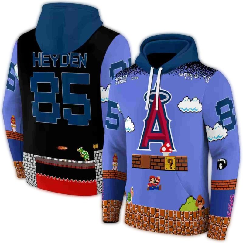 Personalized Los Angeles Angels Mario AOP Hoodie 1