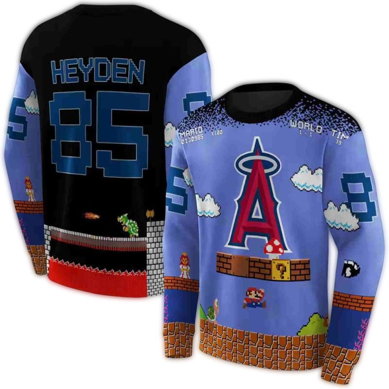 Personalized Los Angeles Angels Mario AOP Sweatshirt 1