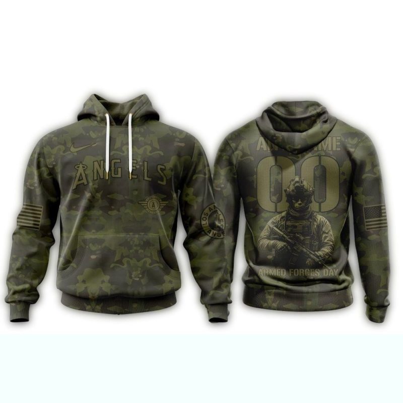 Personalized Los Angeles Angels Military Appreciation Month AOP Hoodie 1