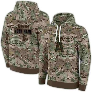 Personalized Los Angeles Angels Military Style All Over Print Hoodie