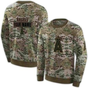 Personalized Los Angeles Angels Military Style All Over Print Sweatshirt