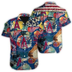 Personalized Tropical Hawaiian Shirt With Los Angeles Angels Design