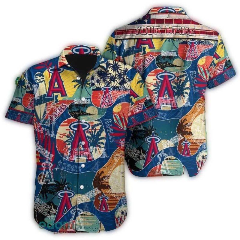 Personalized Los Angeles Angels Pattern Beach Tropical Hawaiian Shirt 1