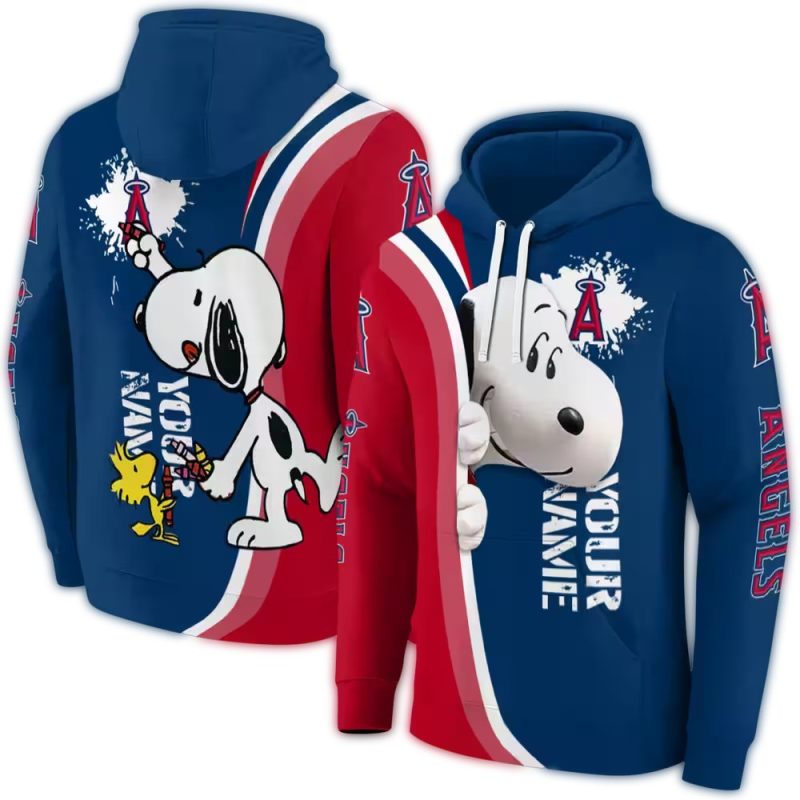 Personalized Los Angeles Angels Peeking Snoopy AOP Hoodie 1