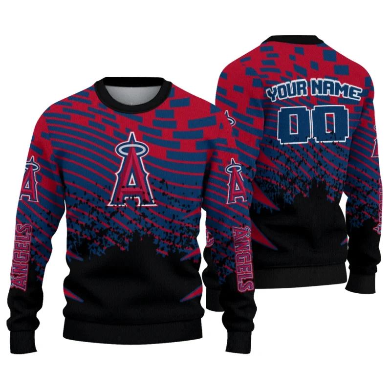 Personalized Los Angeles Angels Pixel Flow Ugly Sweater 1
