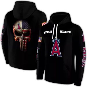 Personalized Los Angeles Angels Punisher Skull All Over Print Hoodie