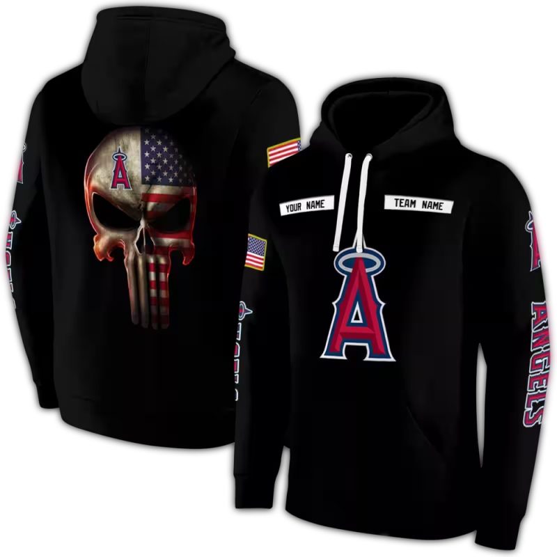 Personalized Los Angeles Angels Punisher Skull AOP Hoodie 1