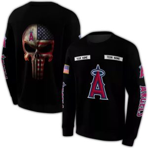 Personalized Los Angeles Angels Punisher Skull All Over Print Sweatshirt