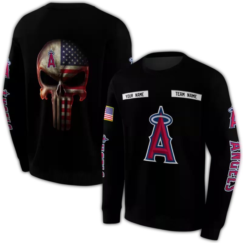 Personalized Los Angeles Angels Punisher Skull AOP Sweatshirt 1