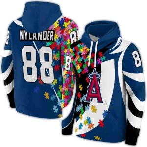 Personalized Los Angeles Angels Puzzle Pieces All Over Print Hoodie