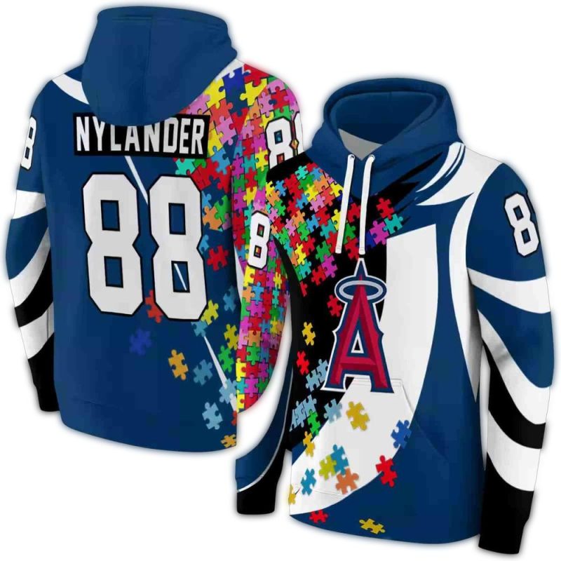 Personalized Los Angeles Angels Puzzle Pieces AOP Hoodie 1