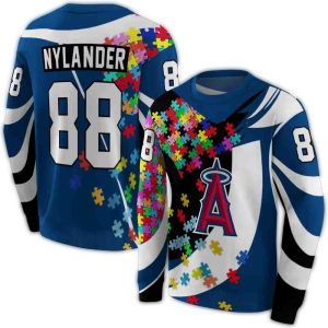Personalized Los Angeles Angels Puzzle Pieces All Over Print Sweatshirt
