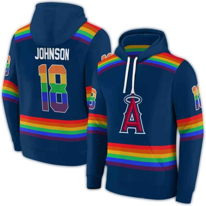 Personalized Los Angeles Angels Rainbow Stripes AOP Hoodie 1