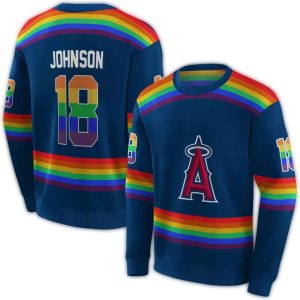 Personalized Los Angeles Angels Rainbow Stripes All Over Print Sweatshirt
