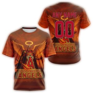 Personalized Los Angeles Angels Realistic All Over Print T Shirt