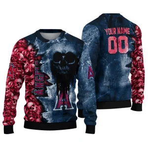 Personalized Los Angeles Angels Skull Collage Sweatshirt For Fans