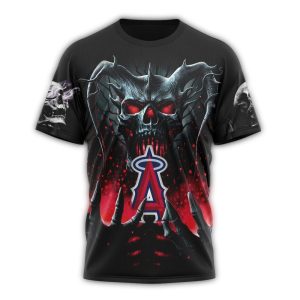Personalized Los Angeles Angels Skull Halloween All Over Print T Shirt