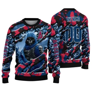 Personalized Los Angeles Angels Skull Horde Ugly Christmas Sweater