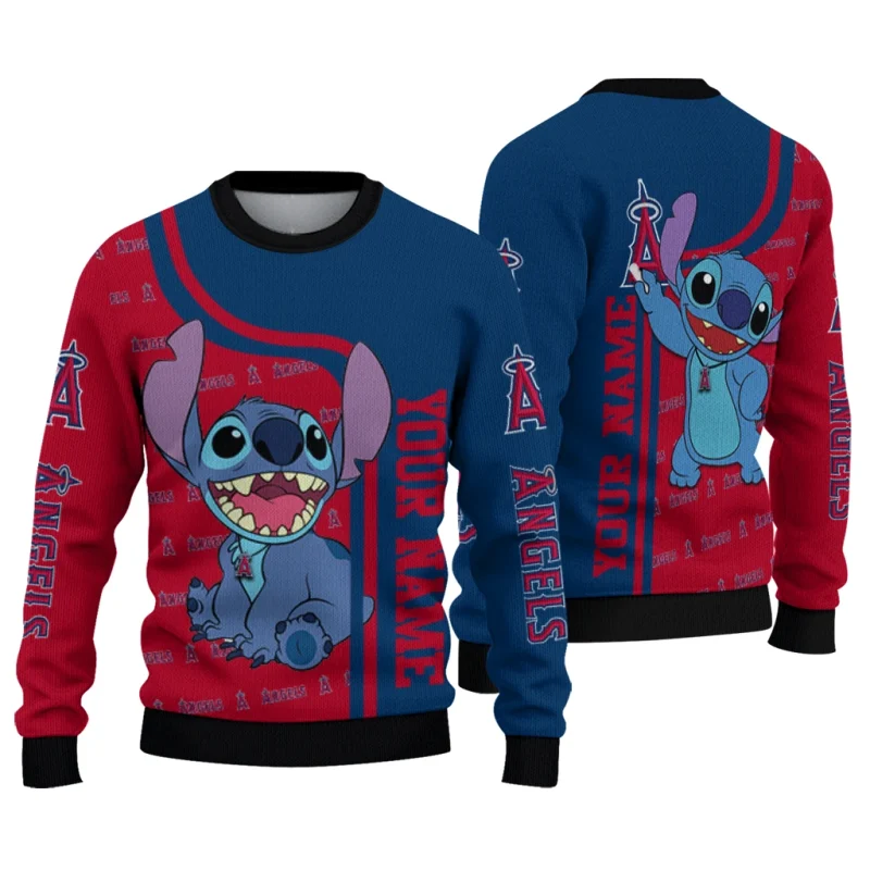 Personalized Los Angeles Angels Stitch Ugly Sweater 1