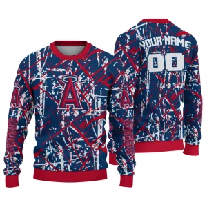 Personalized Los Angeles Angels Ugly Sweater With Streak Overlay Design