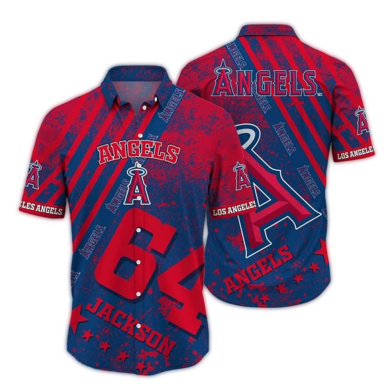 Personalized Los Angeles Angels Stripe Hawaiian Shirt 1