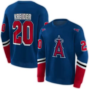 Personalized Los Angeles Angels Striped All Over Print Sweatshirt