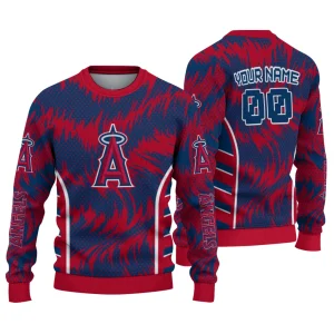 Personalized Los Angeles Angels Ugly Sweater With Swirl Design