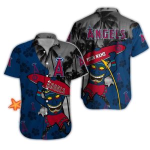 Personalized Los Angeles Angels Tiki Surf Hawaiian Shirt For Men