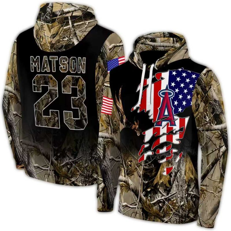 Personalized Los Angeles Angels Tree Camo AOP Hoodie 1