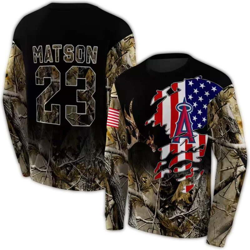 Personalized Los Angeles Angels Tree Camo AOP Sweatshirt 1