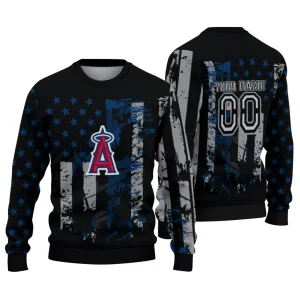 Personalized Los Angeles Angels Vintage Usa Flag Sweatshirt For Fans
