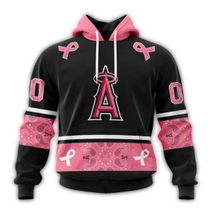 Personalized Los Angeles Angels We Wear Pink Breast Cancer All Over Print Hoodie