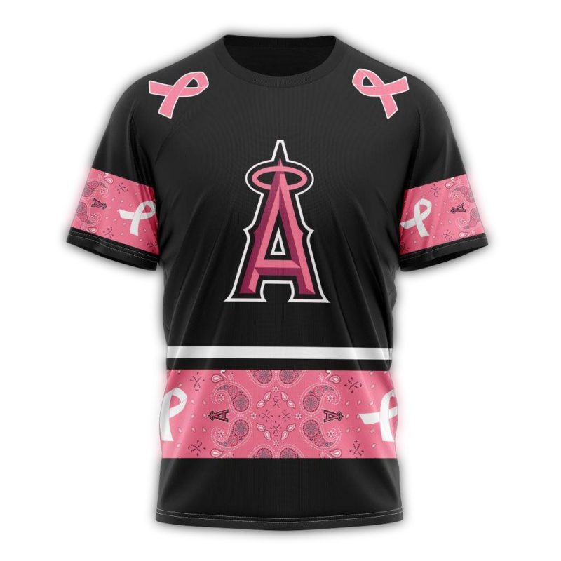 Personalized Los Angeles Angels We Wear Pink Breast Cancer AOP T Shirt 1