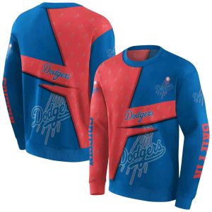 Personalized Los Angeles Dodgers Abstract Shape All Over Print Sweatshirt