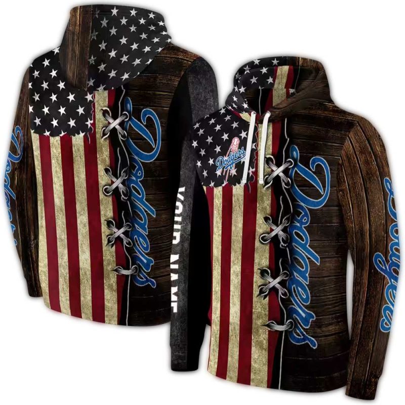 Personalized Los Angeles Dodgers American Pride AOP Hoodie 1