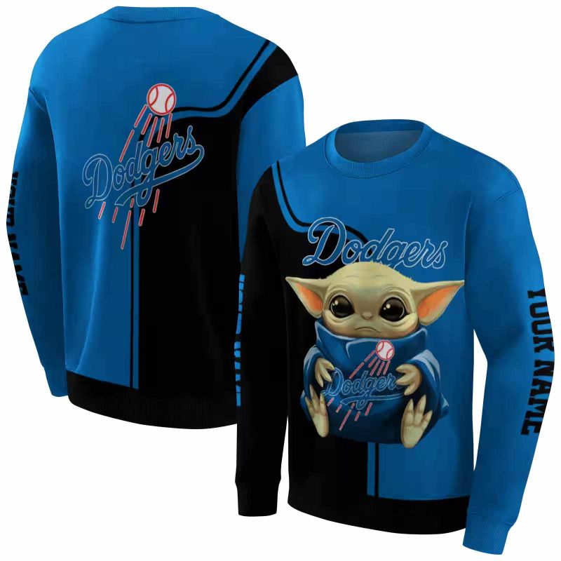 Personalized Los Angeles Dodgers Baby Yoda AOP Sweatshirt 1