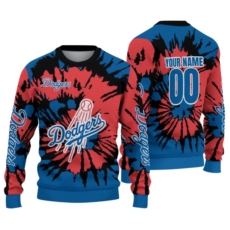 Personalized Los Angeles Dodgers Burst Swirl Ugly Sweater 1