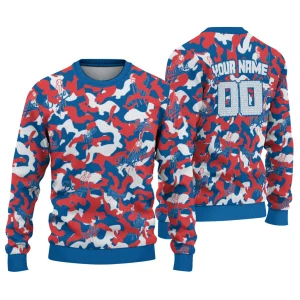 Personalized Los Angeles Dodgers Camouflage Motif Ugly Sweater
