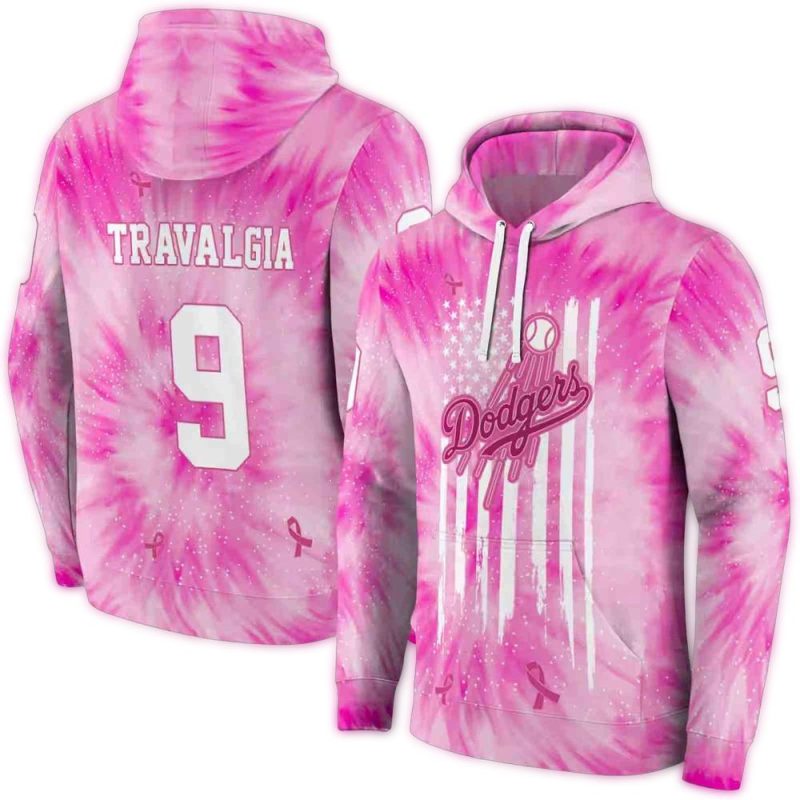 Personalized Los Angeles Dodgers Cancer Support Pink AOP Hoodie 1