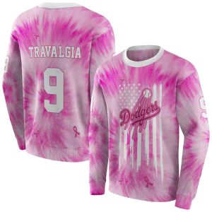 Personalized Los Angeles Dodgers Cancer Support Pink All Over Print Sweatshirt