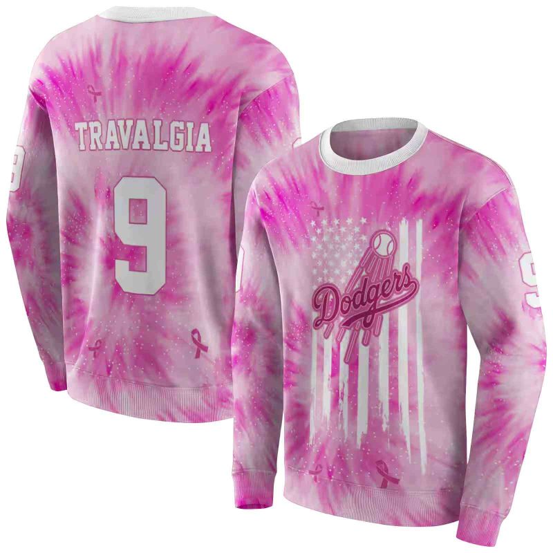 Personalized Los Angeles Dodgers Cancer Support Pink AOP Sweatshirt 1