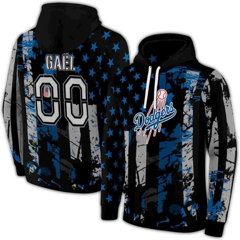 Personalized Los Angeles Dodgers Distressed Flag AOP Hoodie 1