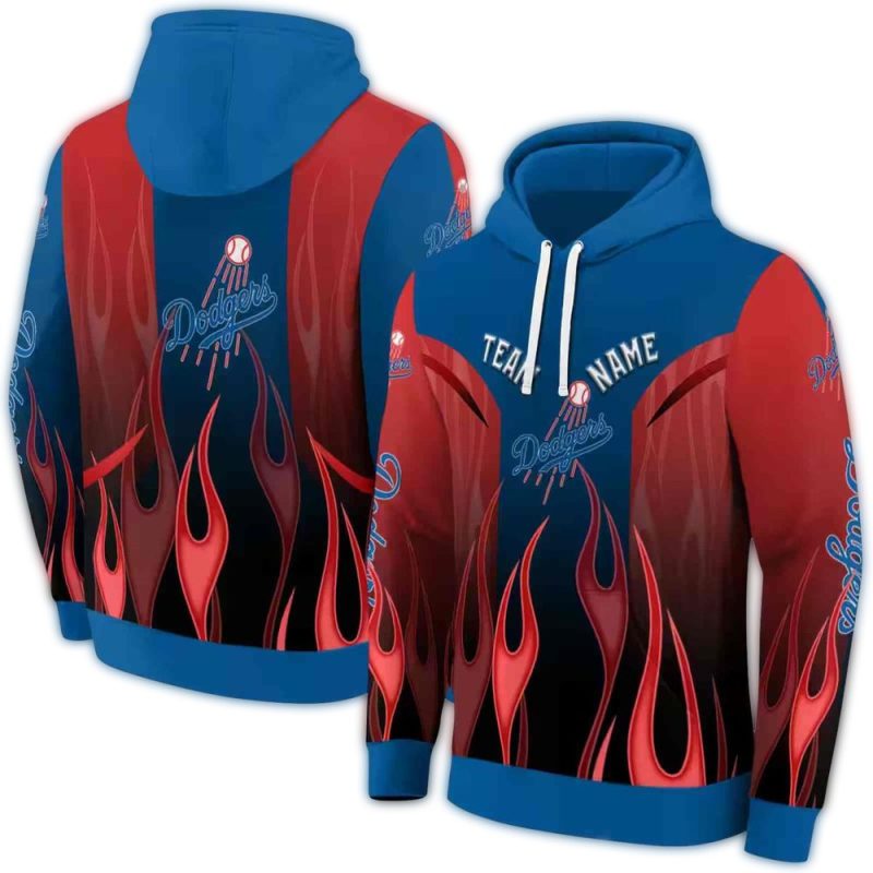 Personalized Los Angeles Dodgers Flame AOP Hoodie 1