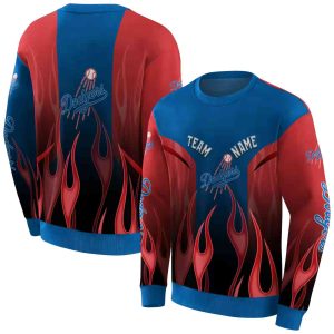 Personalized Los Angeles Dodgers Flame All Over Print Sweatshirt